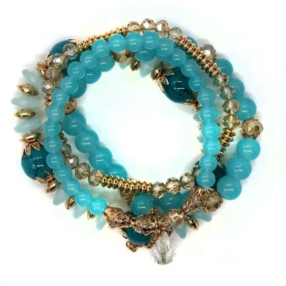 Bracelet Four Strands Blue & Crystal. OS. - Picture 4 of 4